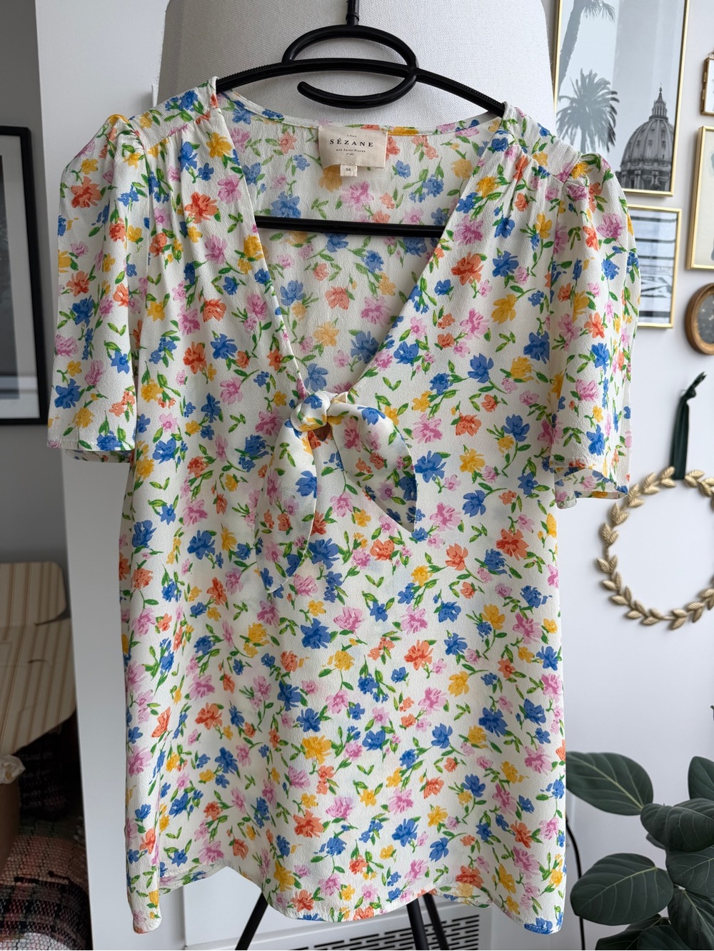 Sezane Galila Blouse Mini Fleur Pastel - Size 36